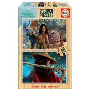 Educa PUZZLE 2x50 PIECES EN  BOIS : RAYA ET LE DERNIER DRAGON