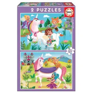 Comparateur de prix : Puzzle Fantastique - EDUCA - Licornes et Fées - 2x20 pièces - Pour Enfant