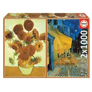 Comparateur de prix : Educa - Puzzle 2 x 1000 pcs - Les tournesols + Terrase du cafe le soir -