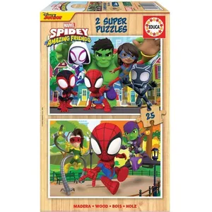 Comparateur de prix : Educa 2 Puzzles De 25 Pieces - Bois - Spidey Et His Amazing Friends