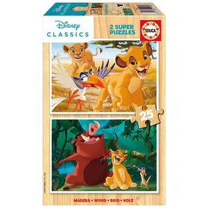 Educa Borras - 19960 - Puzzles 2 X 25 pcs Le roi Lion en bois pas cher