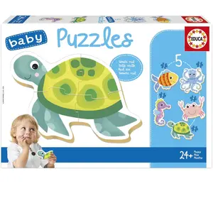 Puzzles Animaux Aquatiques - Educa - Lot de 5 puzzles progressifs de 3 à 5 pièces pas cher