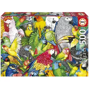 Puzzle 500 pièces - Educa - Perroquets - Animaux - Adulte - Blanc pas cher