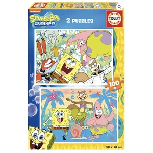 Educa Non communiqué 2 puzzles 100 pieces bob l eponge pas cher