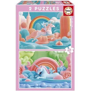 Educa Puzzle 2x48 pièces : LICORNES MAGIQUES pas cher