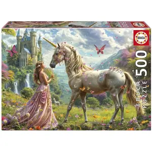Educa Puzzle 500 pièces : FÉES, UNICORNES ET PAPILLONS pas cher