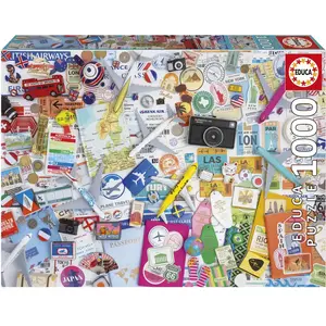 Educa Puzzle 1000 pièces : Collages de voyage pas cher