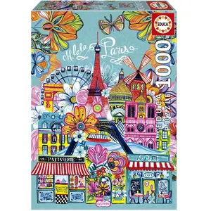 Educa Puzzle 1000 pièces : Paris - Car Pintos pas cher