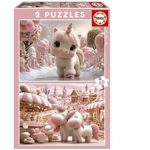 Educa Puzzles 2x48 pièces : Licornes Sucrées pas cher