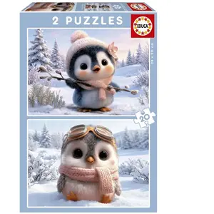 Educa Puzzles 2x20 pièces : Manchots Mignons pas cher