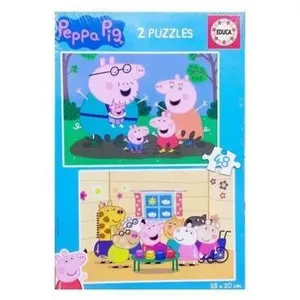Puzzle - EDUCA - Peppa Pig - 2 x 48 pièces pas cher