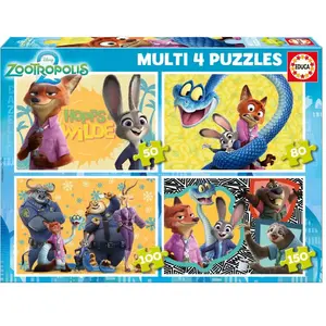 Educa 4 Puzzles - Zootopia 2 pas cher