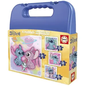 Educa Malette puzzle 4 en 1 de 12 à 25 pièces : Stitch pas cher