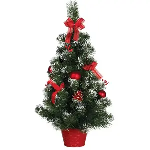 RueDeLaFete Arbre de Noël Neigé avec Décoration Rouge et Pot 60 cm pas cher
