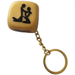 Porte-Clés Dés Dorés avec Poses pour Jeux Intimes - DIVERTY SEX - Doré pas cher