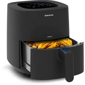 Taurus Amazing AF1701D - Friteuse à air, sans huile, 5.5L, 800g de pommes de terre, 8 programmes, écran tactile, minuterie, jusqu'à 200°C, composants avec revêtement anti-adhésif, sans PFOA ni BPA