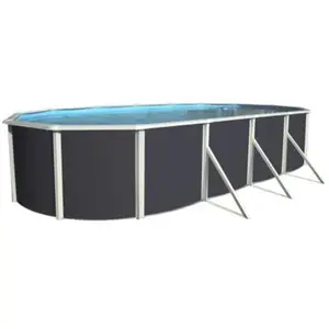 Comparateur de prix : Kit piscine hors-sol acier TOI anthracite prestigio 120 ovale 915X457X120cm filtre à sable