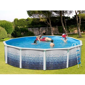 Kit piscine hors-sol acier Toi TRENCADIS ronde 6.40 x 1.20m décor céra... pas cher