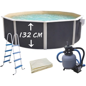 Piscine Hors-sol Acier Toi Anthracite Magnum Compact Ronde Ø 490x132cm... pas cher
