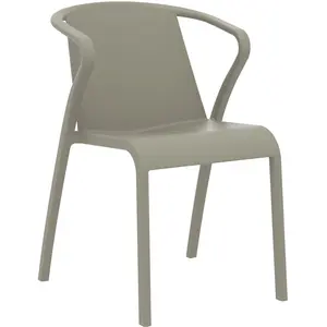 EZPELETA Fauteuil de jardin empilable en polypropylène renforcé taupe - FADO pas cher
