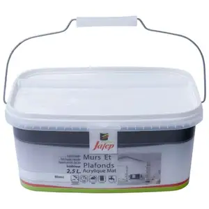 Comparateur de prix : Peinture acrylique - Jafep - Mur et plafond - Blanc - Mat - 2,5L
