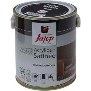 Peinture acrylique - JAFEP - Satiné - Noir - 2,5 L - Intérieur/extérieur - LessivableVendu paramazon