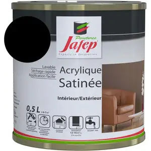 Comparateur de prix : Jafep 021826331 Acrylic Peinture Acrylique Satinée, Noir, 0,5 L