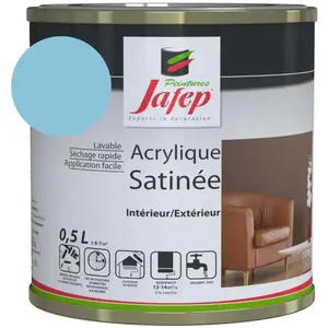 Jafep - Peinture acrylique satinée bleu caraïbes 0,5 l pas cher