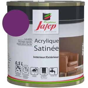 Comparateur de prix : Peinture acrylique satinée - Jafep - Mauve - 0,5 L - Monocouche - Intérieur