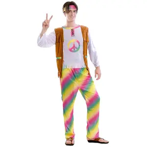 Comparateur de prix : RueDeLaFete Déguisement Hippie Arc en ciel - Homme