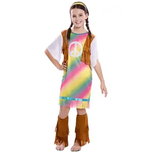 RueDeLaFete Déguisement Hippie Arc en Ciel - Fille pas cher