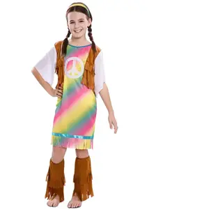 RueDeLaFete Déguisement Hippie Arc en Ciel - Fille pas cher
