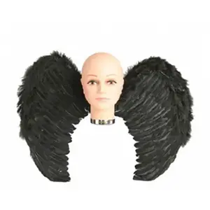 RueDeLaFete Paire d'Ailes à Plumes Noires - 65 x 50 cm