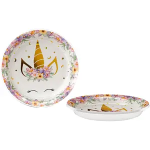 Comparateur de prix : RueDeLaFete Assiettes - Licorne - 23 cm - Carton - Multicolore - Enfant - x8