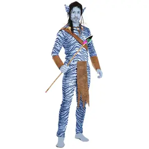 RueDeLaFete Déguisement Guerrier de la jungle - Bleu - Homme