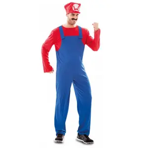 Comparateur de prix : Witbaard Costume Adulte de Plombier Mario - Licence Mario - Taille Unique - Bleu et rouge - Intérieur
