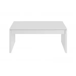 LOUNGITUDE Table ou table basse relevable, blanc brillant, 100 cm 43-54 x 100 x 50 cm pas cher