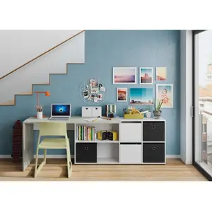 Comparateur de prix : LOUNGITUDE Fontana bureau d'angle contemporain décor blanc et béton - l 136 / 203,5 cm