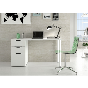 Comparateur de prix : LOUNGITUDE - Bureau réversible avec Caisson 2 tiroirs L138 cm - Blanc