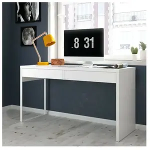 LOUNGITUDE - Bureau Design piètement réversible 2 tiroirs L138 cm - Blanc pas cher