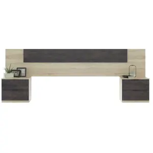 Alaya tete de lit + 2 tables de chevet - decor chene canadian 0X6075F