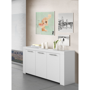 LOUNGITUDE Buffet WENDY 3 portes L144cm - Blanc pas cher