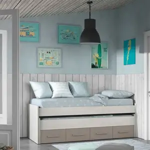 Habitdesign Wellindal Lit double avec cadre de lit avec 2 tiroirs pas cher