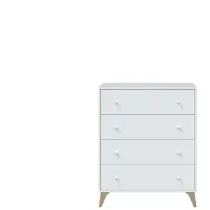 Comparateur de prix : Habitdesign Habitat et jardin Commode "Sweet" - 4 Tiroirs - 95 X 77.5 X 40 Cm - Blanc