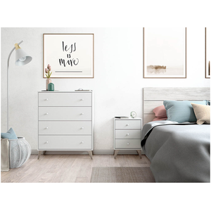 Habitdesign Chevet scandinave ZORA 3 tiroirs L40cm x H56cm - Blanc pas cher