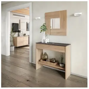 Comparateur de prix : LOUNGITUDE Console d'entrée ELVIE avec tiroir et miroir - 92 x 33 x 79 cm - Usinestreet