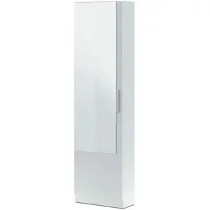 Comparateur de prix : Dmora Meuble à chaussures 1 porte avec miroir blanc - H180 x L50 cm
