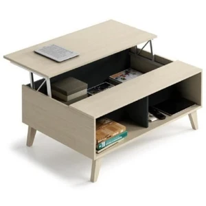Habitdesign ZAIKEN Table basse relevable scandinave décor chêne et gris anthracite... pas cher