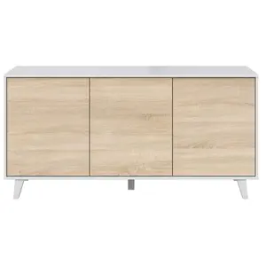 Loungitude - Buffet scandinave ABBY 3 portes L154cm - Blanc et bois TU pas cher