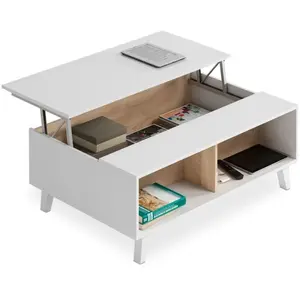 Habitdesign Table basse avec plateau partiellement relevable L100 cm - Zaiken Plus pas cher